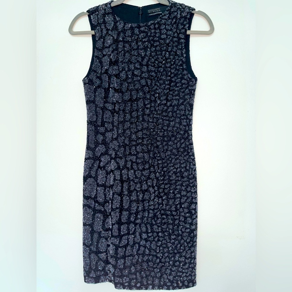 Sequin and beading short dress.